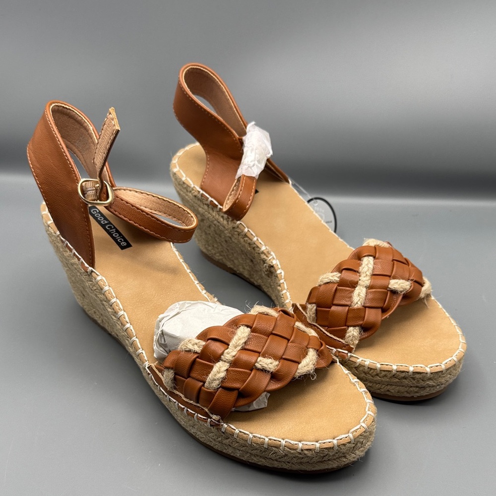 Good Choice Gati Womens Faux Leather Ankle Strap Wedge Sandals